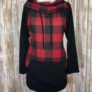 NWOT Boutique buffalo plaid cowel neck sweater